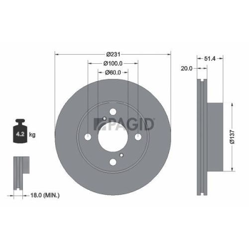 PAGID Bremsscheibe 55041N