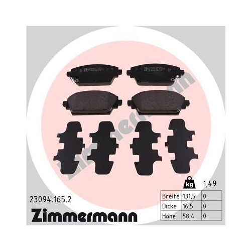 ZIMMERMANN Bremsbelagsatz, Scheibenbremse 23094.165.2