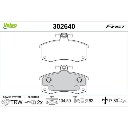 VALEO Bremsbelagsatz, Scheibenbremse FIRST 302640