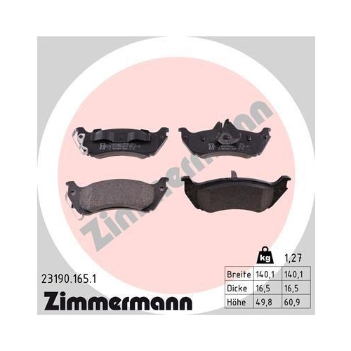ZIMMERMANN Bremsbelagsatz, Scheibenbremse 23190.165.1