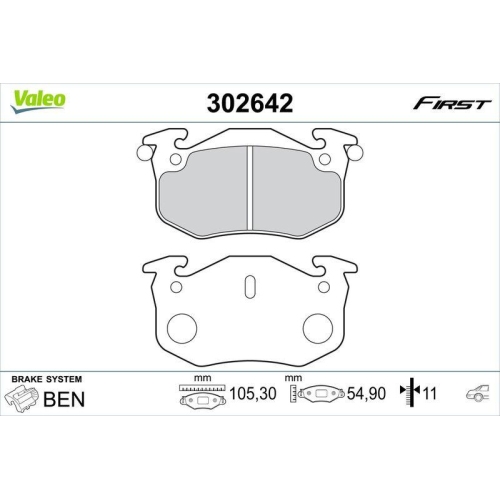 VALEO Bremsbelagsatz, Scheibenbremse FIRST 302642