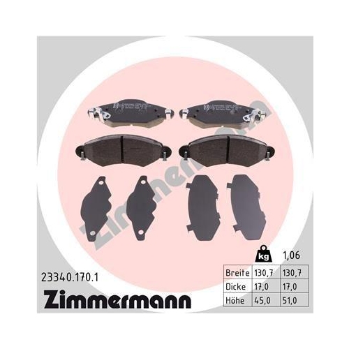 ZIMMERMANN Bremsbelagsatz, Scheibenbremse 23340.170.1