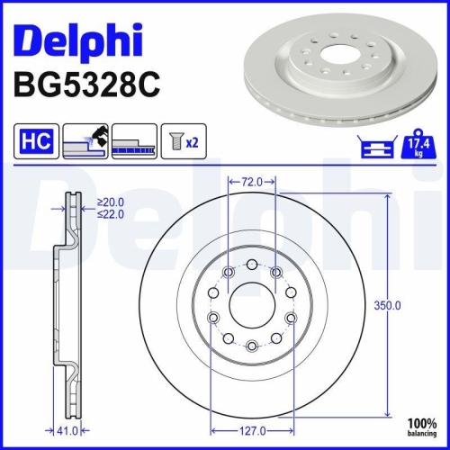 DELPHI Bremsscheibe BG5328C