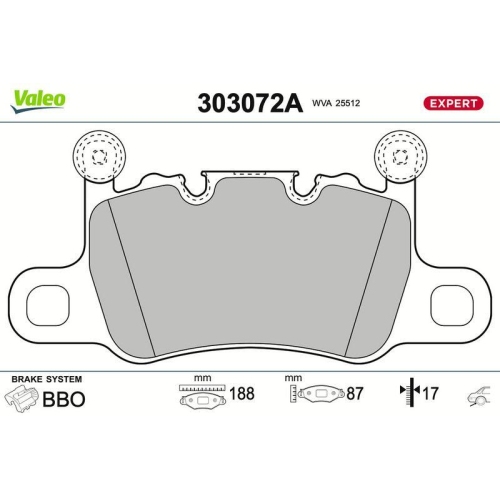 VALEO Bremsbelagsatz, Scheibenbremse EXPERT 303072A