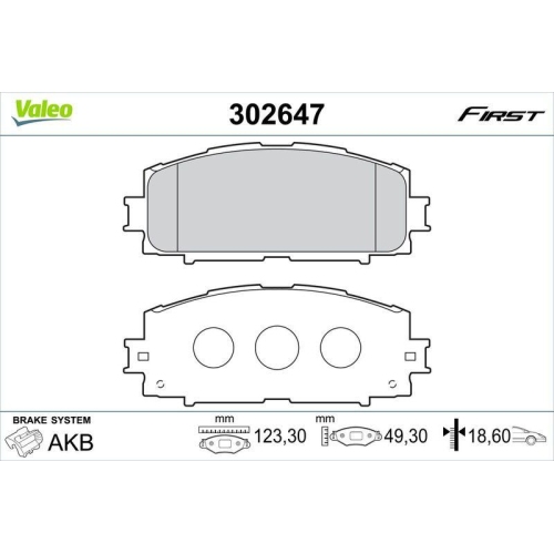 VALEO Bremsbelagsatz, Scheibenbremse FIRST 302647