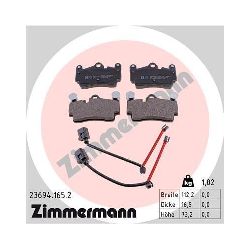 ZIMMERMANN Bremsbelagsatz, Scheibenbremse 23694.165.2