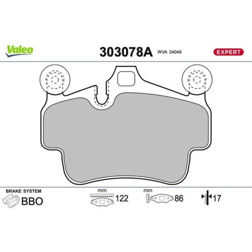 VALEO Bremsbelagsatz, Scheibenbremse EXPERT 303078A