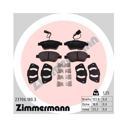 ZIMMERMANN Bremsbelagsatz, Scheibenbremse 23706.180.3