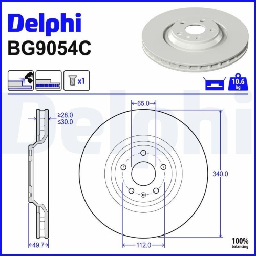 DELPHI Bremsscheibe BG9054C