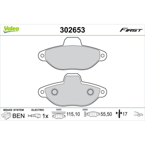 VALEO Bremsbelagsatz, Scheibenbremse FIRST 302653