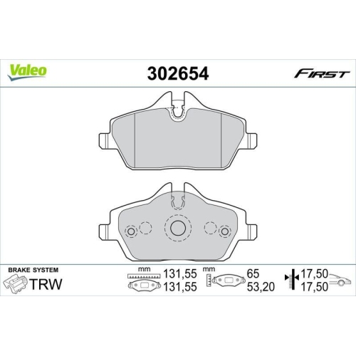 VALEO Bremsbelagsatz, Scheibenbremse FIRST 302654