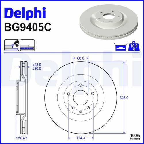 DELPHI Bremsscheibe BG9405C