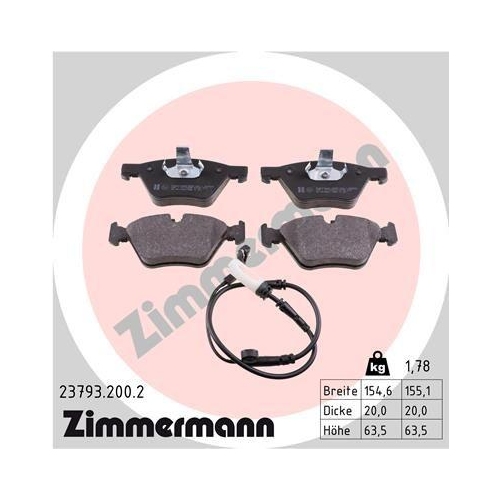 ZIMMERMANN Bremsbelagsatz, Scheibenbremse 23793.200.2