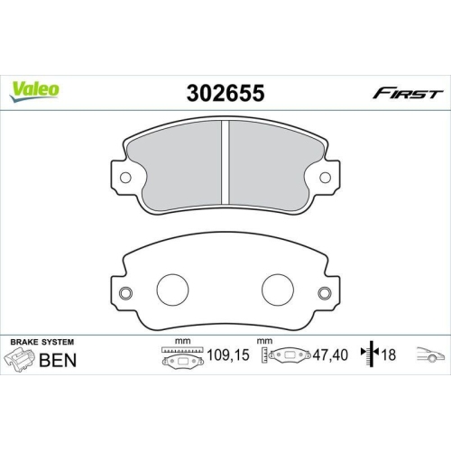 VALEO Bremsbelagsatz, Scheibenbremse FIRST 302655