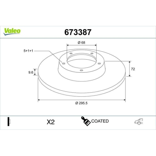 VALEO Bremsscheibe COATED 673387