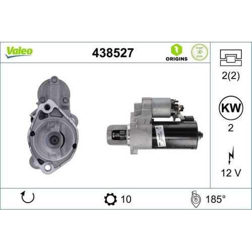 VALEO Starter VALEO ORIGINS STOP&START - NEW O.E. TECHNOLOGIE 438527