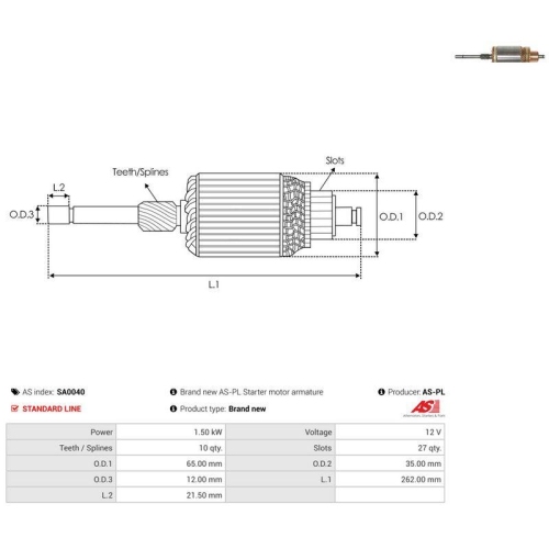 AS-PL Anker, Starter AS SA0040