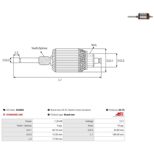 AS-PL Anker, Starter AS SA3002