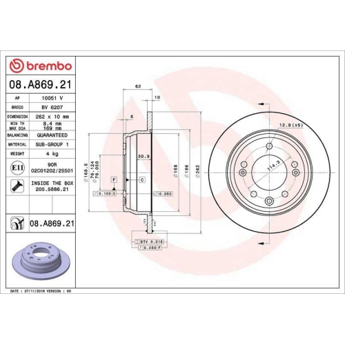 BREMBO Bremsscheibe PRIME LINE - UV Coated 08.A869.21