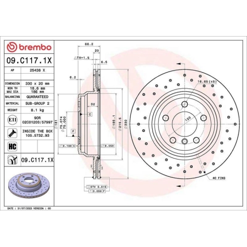 BREMBO Bremsscheibe XTRA LINE - Xtra 09.C117.1X