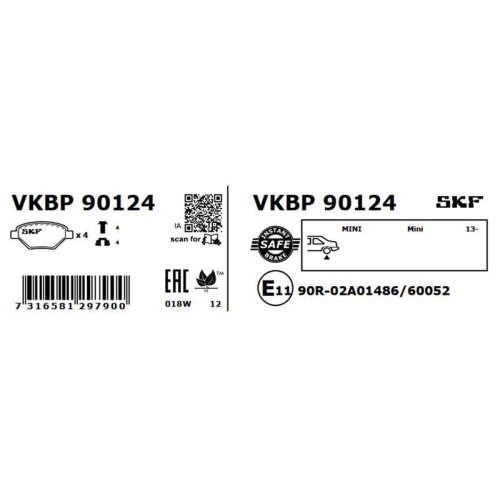 SKF Bremsbelagsatz, Scheibenbremse VKBP 90124