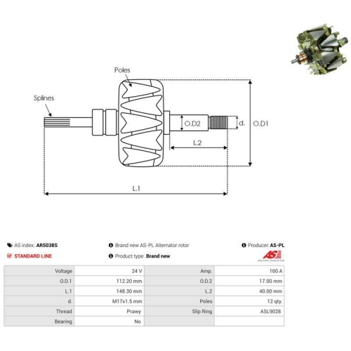 AS-PL L&auml;ufer, Generator AS AR5038S
