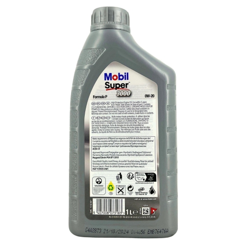 Motor&ouml;l Mobil Super 3000 Formula P 0W-20 ACEA C5 Peugeot 1 Liter Flasche 157515