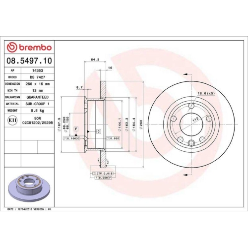 BREMBO Bremsscheibe PRIME LINE 08.5497.10