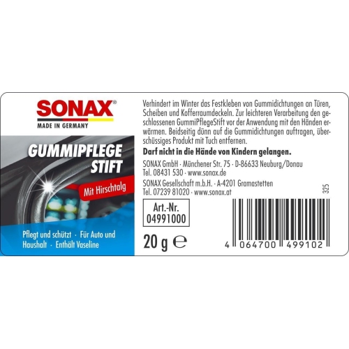 Auto Haushalt Gummi Dichtungen Pflege Vaseline SONAX GummiPflegeStift - 1 Stück