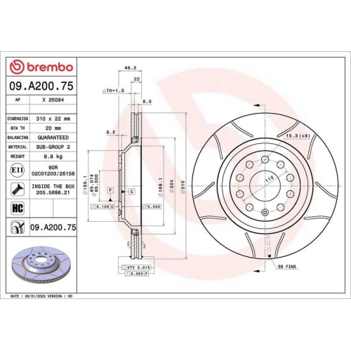 BREMBO Bremsscheibe XTRA LINE - Max 09.A200.75