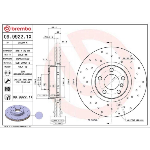 BREMBO Bremsscheibe XTRA LINE - Xtra 09.9922.1X