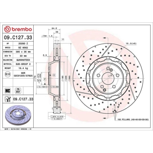 BREMBO Bremsscheibe PRIME LINE - Dual Cast 09.C127.33