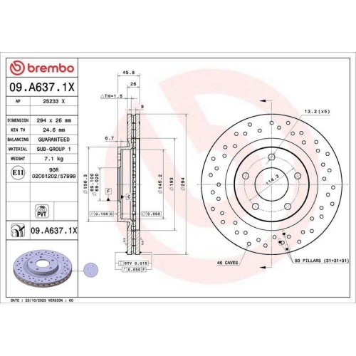 BREMBO Bremsscheibe XTRA LINE - Xtra 09.A637.1X