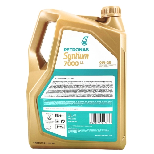 Motor&ouml;l Motoren&ouml;l SYNTIUM 7000 LL 0W-20, 5 Liter Kanister PETRONAS 70719M12EU