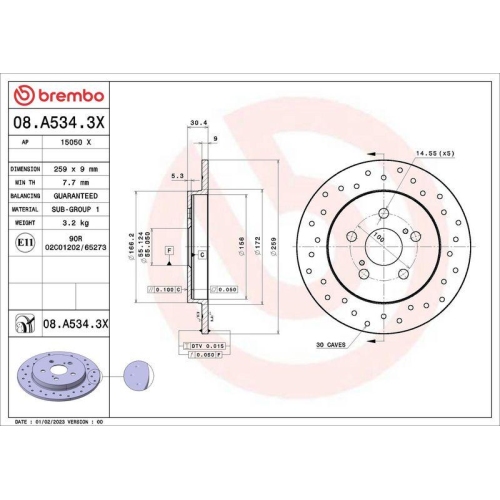 BREMBO Bremsscheibe XTRA LINE - Xtra 08.A534.3X