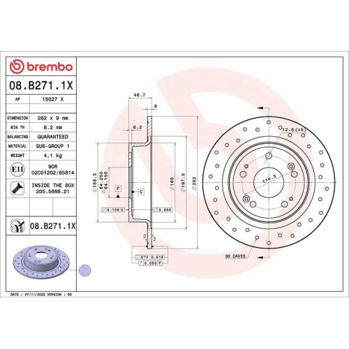 BREMBO Bremsscheibe XTRA LINE - Xtra 08.B271.1X