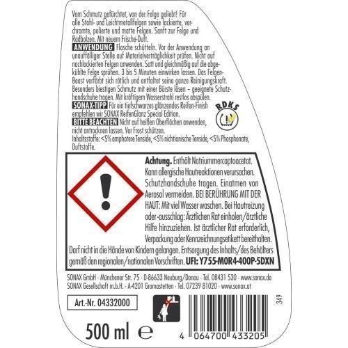 3x SONAX FELGENBEAST SONDEREDITION, FELGENREINIGER 500ML 04332000