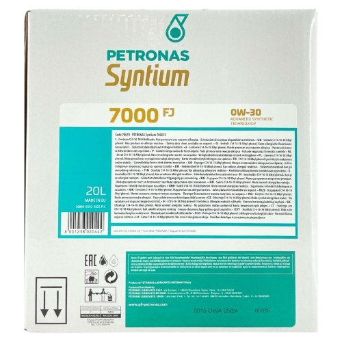 Motor&ouml;l Motoren&ouml;l SYNTIUM 7000 FJ 0W-30 SN 20 Liter Karton PETRONAS 70670RY1EU