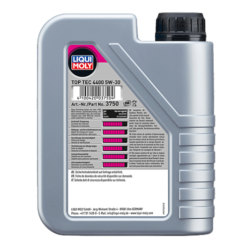Liqui Moly Motor&ouml;l Top Tec 4400, 5W-30, 1-Liter - Art.Nr. 3750 - ACEA C4