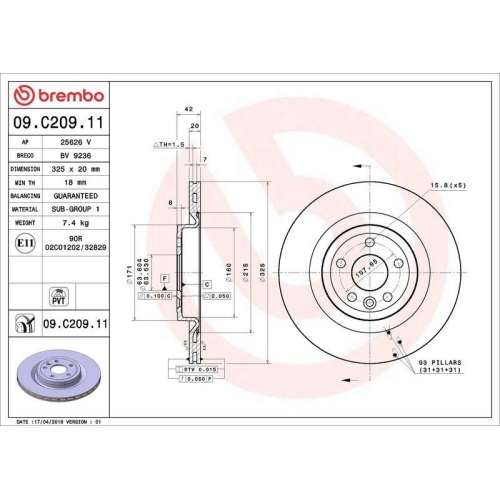 BREMBO Bremsscheibe PRIME LINE - UV Coated 09.C209.11