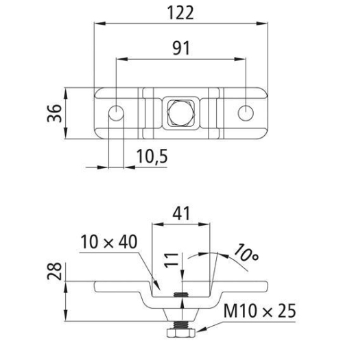 Rungenhalter 10 &times; 40, gesenkgeschmiedet, Stahl verzinkt Suer 103131710