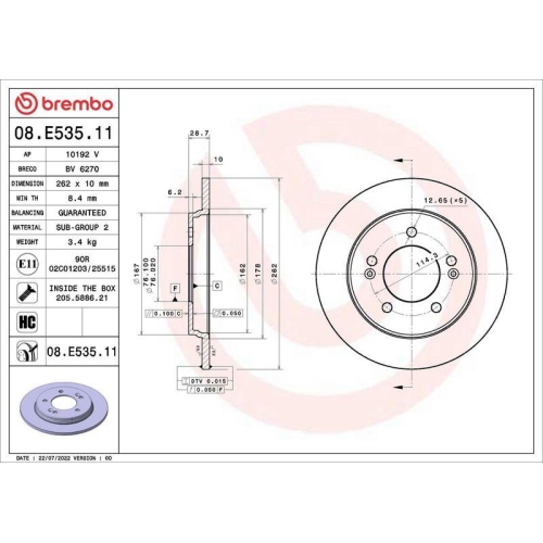 BREMBO Bremsscheibe PRIME LINE - UV Coated