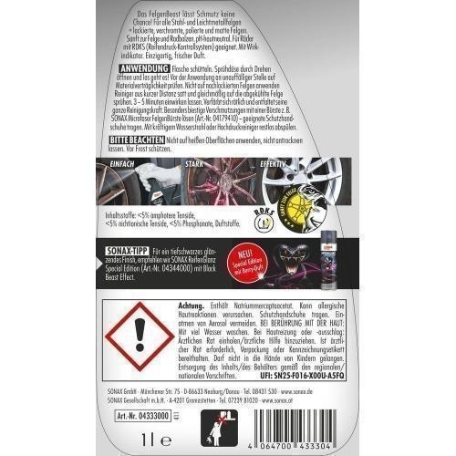 4x Sonax Felgenbeast Felgenreiniger 1 Liter Sprühflasche - 04333000