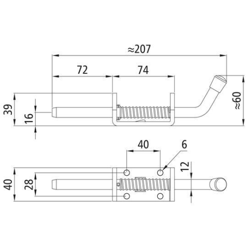 Federriegel mit Anschraubplatte, mit Arretierung Suer 108071067