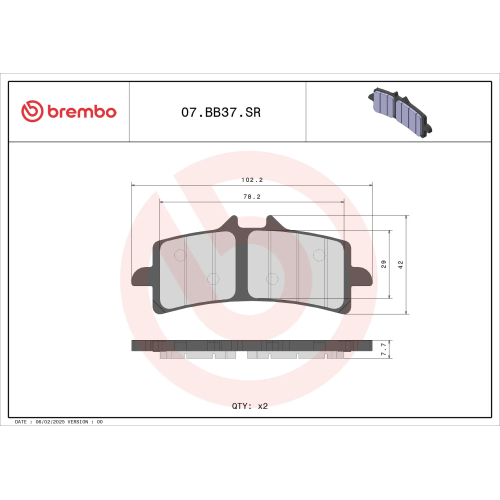 BREMBO Bremsbelagsatz, Scheibenbremse XTRA - Sinter - SR 07BB37SR