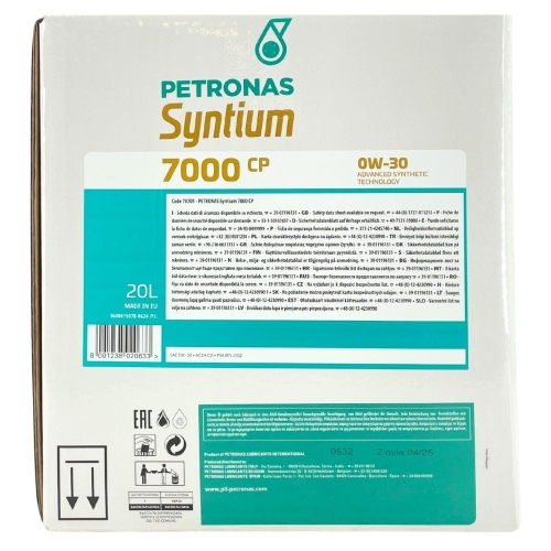 Motor&ouml;l Motoren&ouml;l SYNTIUM 7000 CP 0W-30 SP 20 Liter Karton PETRONAS 70701RY1EU