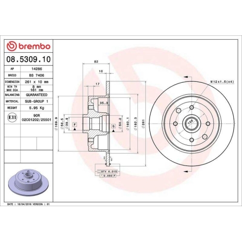 BREMBO Bremsscheibe PRIME LINE 08.5309.10