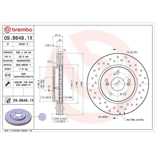 BREMBO Bremsscheibe XTRA LINE - Xtra 09.B648.1X