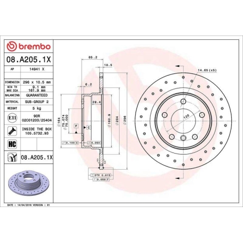 BREMBO Bremsscheibe XTRA LINE - Xtra 08.A205.1X