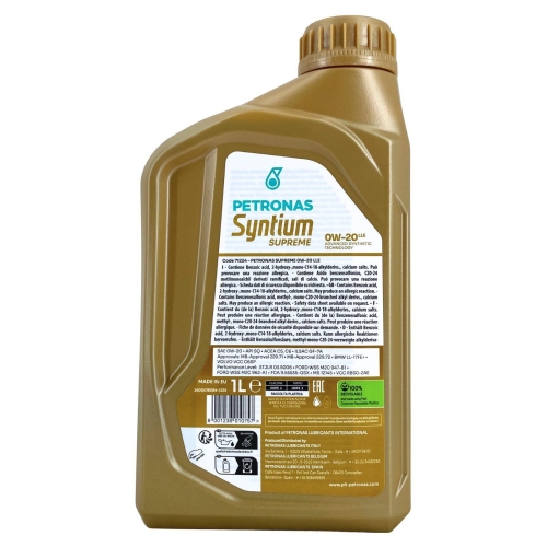 Motor&ouml;l Motoren&ouml;l Petronas Syntium Supreme 0W-20 LLE 1 Liter Flasche 71224E18EU
